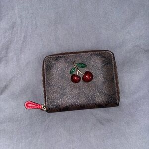 Small Zip Around Wallet In Signature Canvas With Fruit